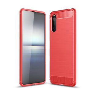 For Sony Xperia 10 III Brushed Texture Carbon Fiber TPU Case(Red) (OEM)
