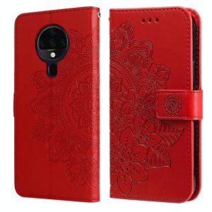 For Tecno Spark 6 7-petal Flowers Embossing Pattern Horizontal Flip PU Leather Case with Holder & Card Slots & Wallet & Photo Frame(Red) (OEM)