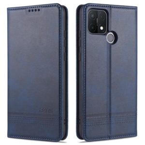For OPPO A15 AZNS Magnetic Calf Texture Horizontal Flip Leather Case with Card Slots & Holder & Wallet(Dark Blue) (AZNS) (OEM)
