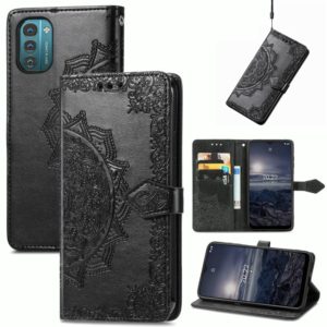 For Nokia G21 Mandala Flower Embossed Flip Leather Phone Case(Black) (OEM)