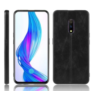 For Oppo Realme X Shockproof Sewing Cow Pattern Skin PC + PU + TPU Case(Black) (OEM)