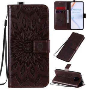 For Xiaomi Redmi K30 Pro Embossed Sunflower Pattern Horizontal Flip PU Leather Case with Holder & Card Slots & Wallet & Lanyard(Brown) (OEM)