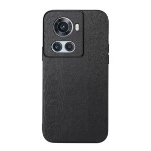 For OnePlus 10R / Ace Wood Texture PU Phone Case(Black) (OEM)