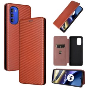 For Motorola Moto G51 5G Carbon Fiber Texture Flip Leather Phone Case(Brown) (OEM)