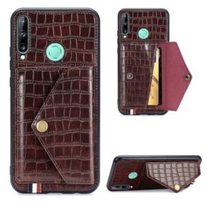 For Huawei Y7P/P40 Lite E Crocodile Pattern Envelope Card Package Phone Case With Magnet And Bracket Function(Brown) (OEM)