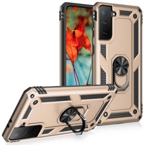 For Samsung Galaxy S21+ 5G Shockproof TPU + PC Protective Case with 360 Degree Rotating Holder(Gold) (OEM)