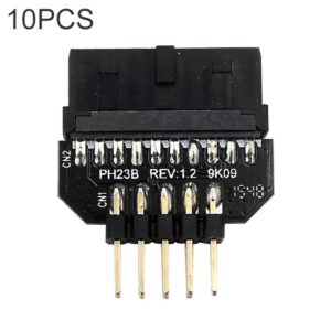 10 PCS Motherboard USB 2.0 9Pin to USB 3.0 19Pin Plug-in Connector Adapter, Model:PH23B (OEM)