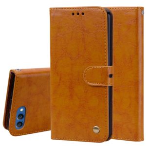 Business Style Oil Wax Texture Horizontal Flip Leather Case for Huawei Honor 10, with Holder & Card Slots & Wallet(Brown) (OEM)