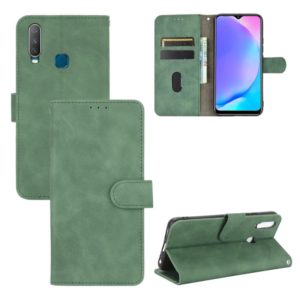 For vivo Y17 / Y15 / Y12 Solid Color Skin Feel Magnetic Buckle Horizontal Flip Calf Texture PU Leather Case with Holder & Card Slots & Wallet(Green) (OEM)