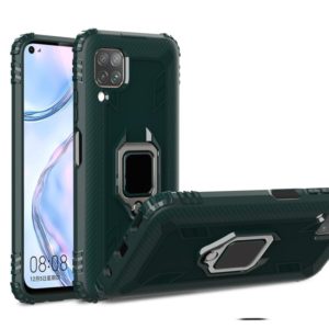 For Huawei nova 7i Carbon Fiber Protective Case with 360 Degree Rotating Ring Holder(Green) (OEM)