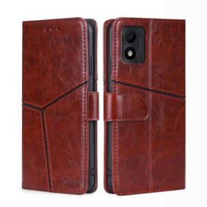 For TCL 303 Geometric Stitching Horizontal Flip Leather Phone Case(Dark Brown) (OEM)