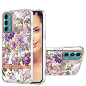For Motorola Moto G60 / G40 Fusion Ring IMD Flowers TPU Phone Case(Purple Peony) (OEM)