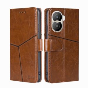 For Honor X40i Geometric Stitching Leather Phone Case(Light Brown) (OEM)