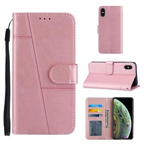 For iPhone XS Max Stitching Calf Texture Buckle Horizontal Flip Leather Case with Holder & Card Slots & Wallet & Lanyard(Pink) (OEM)