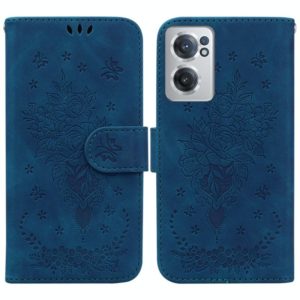 For OnePlus Nord CE 2 5G Butterfly Rose Embossed Leather Phone Case(Blue) (OEM)
