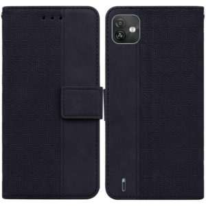 For Wiko Y82 Geometric Embossed Leather Phone Case(Black) (OEM)