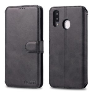 For Galaxy A30 / A20 AZNS Calf Texture Magnetic Horizontal Flip PU Leather Case with Holder & Card Slots & Photo Frame(Black) (AZNS) (OEM)