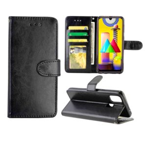 For Galaxy M31 Crazy Horse Texture Leather Horizontal Flip Protective Case with Holder & Card Slots & Wallet & Photo Frame(black) (OEM)