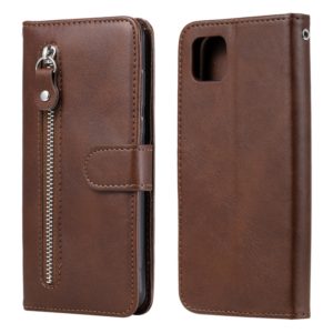 For Huawei Y5p Fashion Calf Texture Zipper Horizontal Flip Leather Case with Stand & Card Slots & Wallet Function(Brown) (OEM)