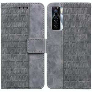 For Tecno Camon 17 Pro Geometric Embossed Leather Phone Case(Grey) (OEM)