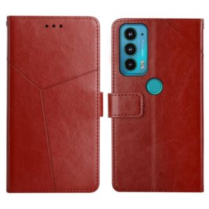 For Motorola Edge 20 Y Stitching Horizontal Flip Leather Phone Case with Holder & Card Slots & Wallet & Photo Frame(Brown) (OEM)