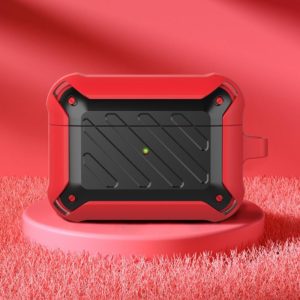 Wireless Earphones Shockproof Bumblebee Twill Silicone Protective Case For AirPods Pro(Red Black) (OEM)