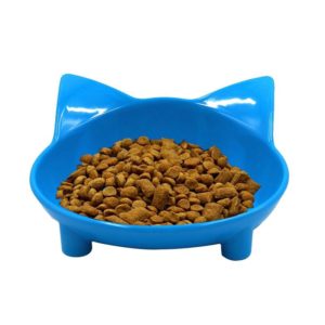 Pet Bowl Non-slip Cute Cat Type Color Cat Bowl Pet Supplies(Blue) (OEM)