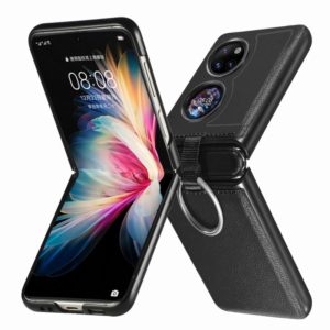 For Huawei P50 Pocket Litchi Pattern Ring Buckle Folding Phone Case(Black) (OEM)