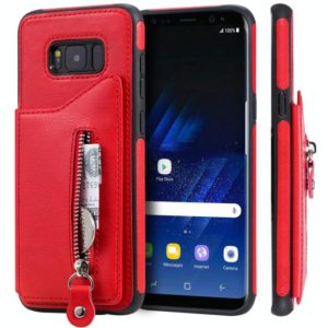 For Galaxy S8 Plus Solid Color Double Buckle Zipper Shockproof Protective Case(Red) (OEM)