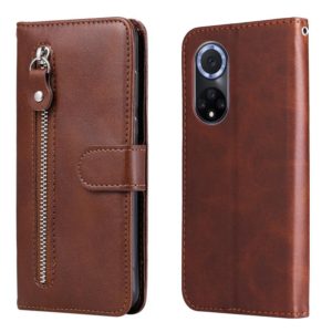 For Huawei nova 9 / Honor 50 5G Calf Texture Zipper Horizontal Flip Leather Phone Case(Brown) (OEM)