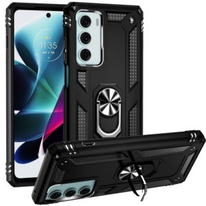 For Motorola Moto G200 5G Shockproof TPU + PC Holder Phone Case(Black) (OEM)