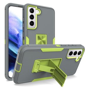 For Samsung Galaxy S21 FE 5G Magnetic Holder Phone Case(Dark Grey + Green) (OEM)