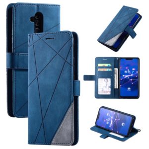 For Huawei Mate 20 Lite Skin Feel Splicing Horizontal Flip Leather Case with Holder & Card Slots & Wallet & Photo Frame(Blue) (OEM)