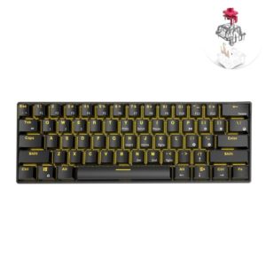 RK61 61 Keys Bluetooth / 2.4G Wireless / USB Wired Three Modes Tablet Mobile Gaming Mechanical Keyboard, Cable Length: 1.5m, Style:Red Shaft(Black) (OEM)