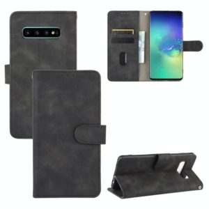 For Samsung Galaxy S10 Solid Color Skin Feel Magnetic Buckle Horizontal Flip Calf Texture PU Leather Case with Holder & Card Slots & Wallet(Black) (OEM)