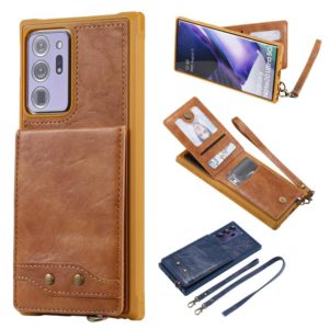 Vertical Flip Wallet Shockproof Back Cover Protective Case with Holder & Card Slots & Lanyard & Photos Frames For Samsung Galaxy Note20 Ultra(Brown) (OEM)