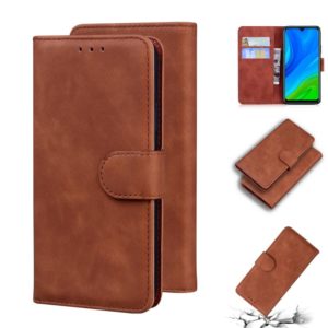 For Huawei P smart 2020 Skin Feel Pure Color Flip Leather Phone Case(Brown) (OEM)