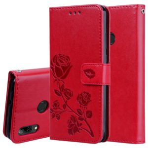 Rose Embossed Horizontal Flip PU Leather Case for Huawei P Smart 2019, with Holder & Card Slots & Wallet (Red) (OEM)
