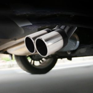 Universal Car Styling Stainless Steel Curved Double Outlets Exhaust Tail Muffler Tip Pipe(Black) (OEM)