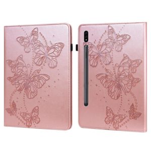 For Samsung Galaxy Tab S8 Embossed Butterfly Pattern Leather Tablet Case(Pink) (OEM)
