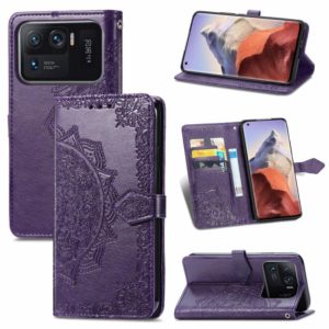 For Xiaomi Mi 11 Ultra Mandala Embossing Pattern Horizontal Flip Leather Case with Holder & Card Slots & Wallet & Lanyard(Purple) (OEM)