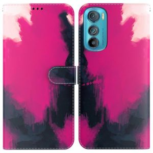 For Motorola Edge 30 Watercolor Pattern Leather Phone Case(Berry) (OEM)