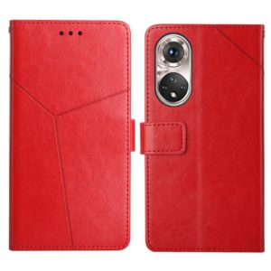 For Huawei P50 Pro Y Stitching Horizontal Flip Leather Phone Case with Holder & Card Slots & Wallet & Photo Frame(Red) (OEM)