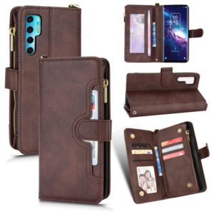 For TCL 20 Pro 5G Litchi Texture Zipper Leather Phone Case(Brown) (OEM)