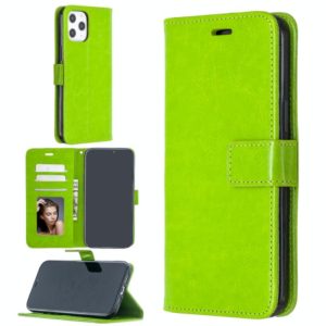 For iPhone 12 Pro Max Crazy Horse Texture Horizontal Flip Leather Case with Holder & Card Slots & Wallet & Photo Frame(Green) (OEM)