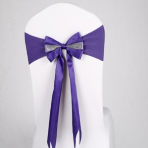 For Wedding Events Party Ceremony Banquet Christmas Decoration Chair Sash Bow Elastic Chair Ribbon Back Tie Bands Chair Sashes(Dark Purple) (OEM)