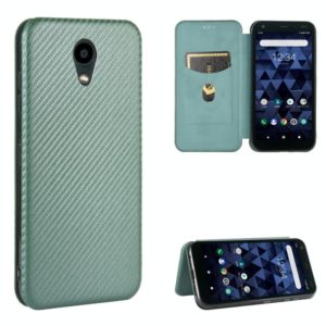 For Kyocera DIGNO BX Carbon Fiber Texture Horizontal Flip TPU + PC + PU Leather Case with Card Slot(Green) (OEM)