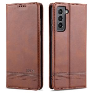 For Samsung Galaxy S21 FE AZNS Magnetic Calf Texture Horizontal Flip Leather Case with Card Slots & Holder & Wallet(Dark Brown) (AZNS) (OEM)