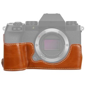 1/4 inch Thread PU Leather Camera Half Case Base for FUJIFILM X-S10 (Brown) (OEM)