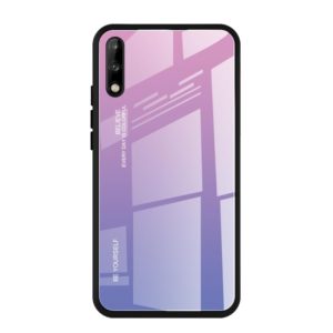 For Huawei Enjoy 10 Gradient Color Glass Case(Light Purple) (OEM)